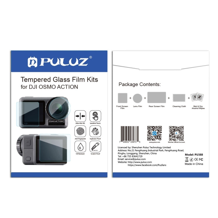 PULUZ Lens + Front and Back LCD Display 9H 2.5D Tempered Glass Film for DJI Osmo Action