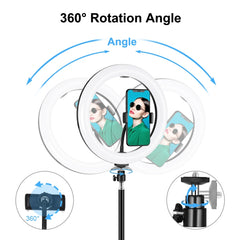 PULUZ 10.2 inch 26cm USB 3 Modes Dimmable LED Ring Vlogging Selfie Beauty Photography Video Lights with Tripod Ball Head & Phone Clamp