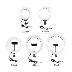 PULUZ 10.2 inch 26cm USB 3 Modes Dimmable LED Ring Vlogging Selfie Beauty Photography Video Lights with Tripod Ball Head & Phone Clamp