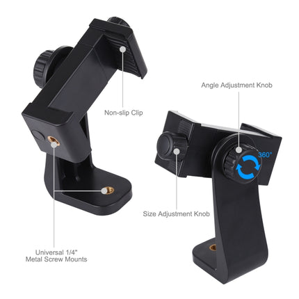 PULUZ 360 Degree Rotating Universal Horizontal Vertical Shooting Phone Clamp Holder Bracket for iPhone, Galaxy, Huawei, Xiaomi, Sony, HTC, Google and other Smartphones, Horizontal Vertical Clamp
