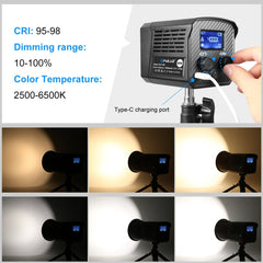 PULUZ 60W Studio Video Light 2500K-6500K Dual Color Temperature Professional Photography Fill Light, 60W Studio Video Light