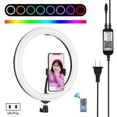 PULUZ 11.8 inch 30cm RGB Dimmable LED Ring Vlogging Selfie Photography Video Lights with Cold Shoe Tripod Ball Head & Phone Clamp (Pink), 12 inch RGB(EU), 12 inch RGB(AU), 11.8 inch RGB(US), 11.8 inch RGB(UK)