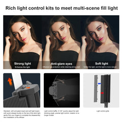 PULUZ 72 LEDs Photo Handheld Stick Light Full Color RGB Fill Light with Barndoor, 72 LEDs RGB Fill Light