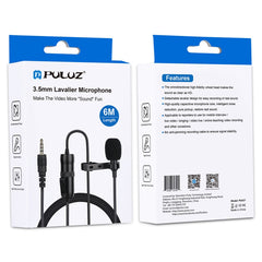 PULUZ 3.5mm Jack Lavalier Omnidirectional Condenser Recording Video Microphone, Length: 6m