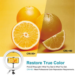 PULUZ 10.2 inch 26cm USB RGBW Dimmable LED Ring Vlogging Photography Video Lights with Tripod Ball Head & Remote Control & Phone Clamp, 10.2 inch RGBW / Remote
