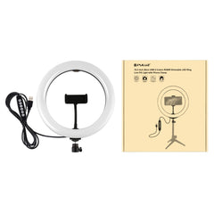 PULUZ 10.2 inch 26cm USB 10 Modes 8 Colors RGBW Dimmable LED Ring Vlogging Photography Video Lights with Cold Shoe Tripod Ball Head & Phone Clamp