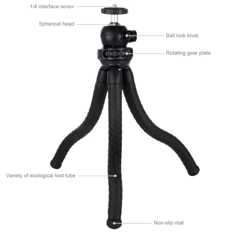 PULUZ Mini Octopus Flexible Tripod Holder with Ball Head for SLR Cameras, GoPro, Cellphone, Size:30cmx5cm, 30cm Tripod