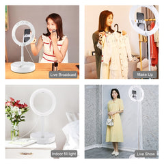 PULUZ 10.2 inch 26cm USB 3 Modes Dimmable Dual Color Temperature LED Curved  Ring Vlogging Selfie Photography Video Lights with Bluetooth Remote Shutter & Folding Desktop Holder & Phone Clamp