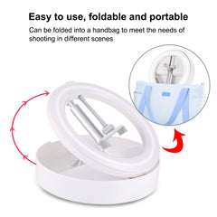 PULUZ 10.2 inch 26cm USB 3 Modes Dimmable Dual Color Temperature LED Curved  Ring Vlogging Selfie Photography Video Lights with Bluetooth Remote Shutter & Folding Desktop Holder & Phone Clamp