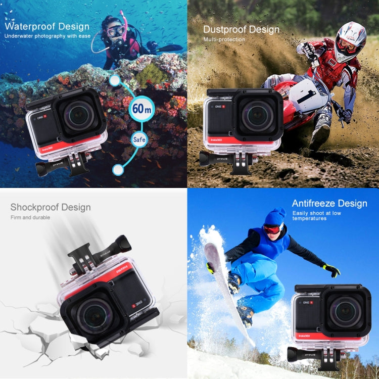 PULUZ 60m Underwater Depth Diving Case Waterproof Camera Housing for Insta360 ONE R 1.0 inch Edition, For Insta360 ONE R 1.0 inch Edition