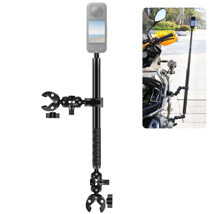 PULUZ Motorcycle Dual-heads Crab & Single Heads Clamps Handlebar Fixed Mount 150cm Selfie Stick