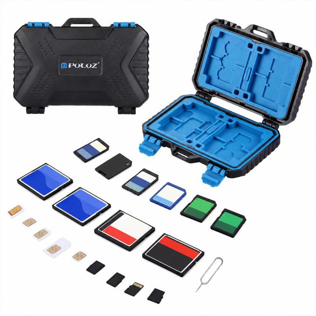 PULUZ 27 in 1 Memory Card Case for 4CF + 8SD + 9TF + 1Card PIN + 1Standard SIM + 2Micro-SIM + 2Nano-SIM, 27 in 1