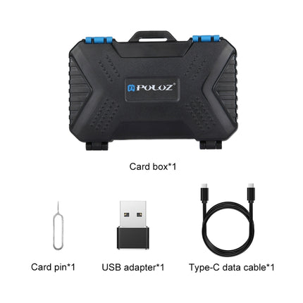 PULUZ Card Reader + 22 in 1 Memory Card Case for 1Standard SIM + 2Micro-SIM + 2Nano-SIM + 3CF + 7SD + 6TF + 1CARD PIN, 22 in 1 + Card Reader
