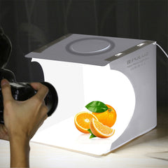 PULUZ 23cm Ring LED Panel Folding Portable Light Photo Lighting Studio Shooting Tent Box Kit with 6 Colors Backdrops (Black, White, Yellow, Red, Green, Blue), Unfold Size: 24cm x 23cm x 23cm