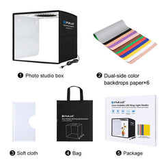 PULUZ 25cm Folding Portable Ring Light Photo Lighting Studio Shooting Tent Box with 12 Colors Backdrops, Size: 25cm x 25cm x 25cm