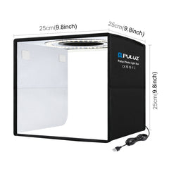 PULUZ 25cm Folding Portable Ring Light Photo Lighting Studio Shooting Tent Box with 12 Colors Backdrops, Size: 25cm x 25cm x 25cm