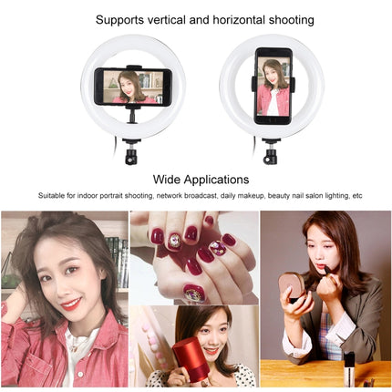 PULUZ 7.9 inch 20cm USB RGB Dimmable LED Dual Color Temperature LED Curved Light Ring Vlogging Selfie Photography Video Lights with Phone Clamp, 7.9 inch RGBW