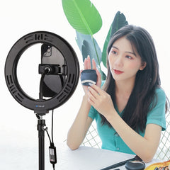 PULUZ 7.9 inch 20cm USB RGB Dimmable LED Dual Color Temperature LED Curved Light Ring Vlogging Selfie Photography Video Lights with Phone Clamp