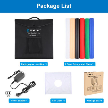 PULUZ 40cm Folding Portable White Light Dimmable Photo Lighting Studio Shooting Tent Box Kit with 6 Colors (Black, Orange, White, Red, Green, Blue) Backdrops, 40cm Box(UK/AE), 40cm Box(US), 40cm Box(UK), 40cm Box(EU), 40cm Box(AU)