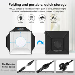 PULUZ 40cm Folding 72W 5500K Studio Shooting Tent Soft Box Photography Lighting Kit with 4 Colors (Black, Orange, White, Green) Backdrops, 40cm Folding 72W(AU Plug), 40cm Folding 72W(EU Plug), 40cm Folding 72W(UK Plug), 40cm Folding 72W(US Plug)