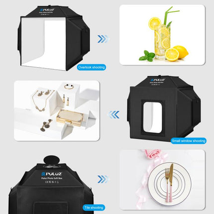 PULUZ 40cm Folding 72W 5500K Studio Shooting Tent Soft Box Photography Lighting Kit with 4 Colors (Black, Orange, White, Green) Backdrops, 40cm Folding 72W(US Plug), 40cm Folding 72W(AU Plug), 40cm Folding 72W(EU Plug), 40cm Folding 72W(UK Plug)