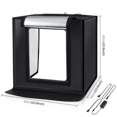 PULUZ Photo Studio Light Box Portable 60 x 60 x 60 cm Light Tent LED 5500K White Light Dimmable Mini 36W Photography Studio Tent Kit with 6 Removable Backdrops (Black Orange White Green Blue Red), 60cm Box(US), 60cm Box(UK), 60cm Box(EU), 60cm Box(AU)