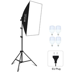 PULUZ 50x70cm Studio Softbox + 2m Tripod Mount + 4 x E27 20W 5700K White Light LED Light Bulb Photography Lighting Kit, 4 x Bulb EU Plug (RU), 4 x Bulb EU Plug, 4 x Bulb US Plug