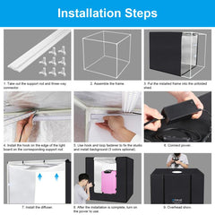 PULUZ 80cm Folding Portable 72W White Light Photo Lighting Studio Shooting Tent Box Kit with 3 Colors Black / White / Orange Backdrops