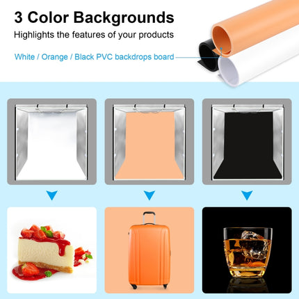 PULUZ 80cm Folding Portable 72W White Light Photo Lighting Studio Shooting Tent Box Kit with 3 Colors Black / White / Orange Backdrops, 80cm Box(US), 80cm Box(EU), 80cm Box(AU), 80cm Box(UK)