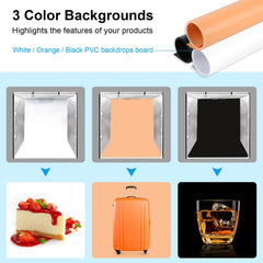 PULUZ 80cm Folding Portable 80W 9050LM White Light Photo Lighting Studio Shooting Tent Box Kit with 3 Colors (Black, White, Orange) Backdrops, 80cm Box(US), 80cm Box(EU), 80cm Box(AU), 80cm Box(UK)