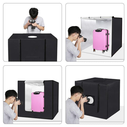 PULUZ 80cm Folding Portable 90W 14000LM High CRI White Light Photo Lighting Studio Shooting Tent Box Kit with 3 Colors Black, White, Orange Backdrops
