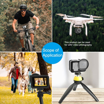 For GoPro HERO13 Black /12 Black /11 Black /10 Black /9 Black PULUZ Thin Housing Shell CNC Aluminum Alloy Protective Cage with Insurance Frame & 52mm UV Lens, For GoPro HERO9 Black Thin