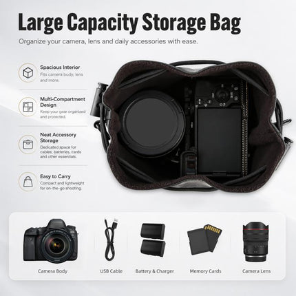 PULUZ Camera Protective Inner Bag Thick Padded Carrying Pouch with Shoulder Strap for Mirrorless & DSLR Cameras, Size: L, Size: L