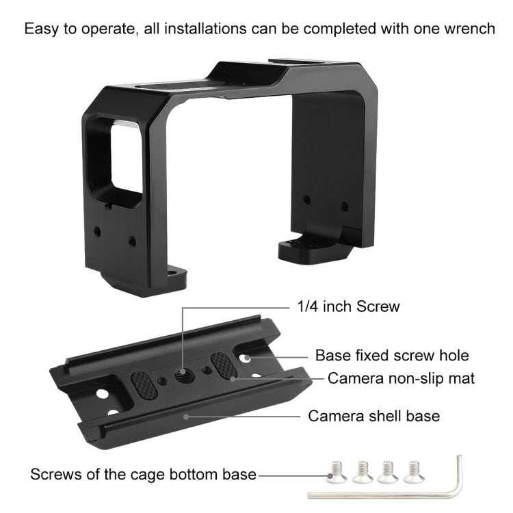 PULUZ Aluminum alloy Frame Mount Protective Case Cage with Cold Shoe Base Slot & Tripod Base Adapter for Insta360 One R