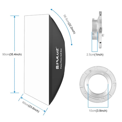 PULUZ Rectangle Speedlite Softbox Bowens Mount Diffuser, 60 x 90cm Rectangle