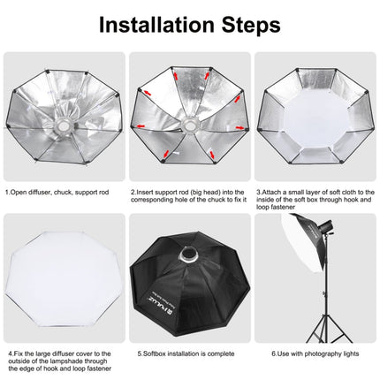 PULUZ 95cm Speedlite Flash Octagon Parabolic Softbox Bowens Mount Diffuser, 95cm Octangle