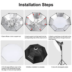 PULUZ 95cm Speedlite Flash Octagon Parabolic Softbox Bowens Mount Diffuser