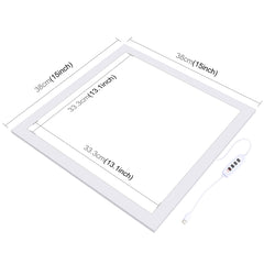 PULUZ 38cm 1200LM LED Photography Shadowless Light Lamp Panel Pad with Switch, Metal Material, No Polar Dimming Light, 34.7cm x 34.7cm Effective Area, 38cm Shadowless Light