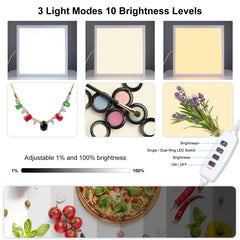 PULUZ 38cm 1200LM LED Photography Shadowless Light Lamp Panel Pad with Switch, Metal Material, No Polar Dimming Light, 34.7cm x 34.7cm Effective Area, 38cm Shadowless Light