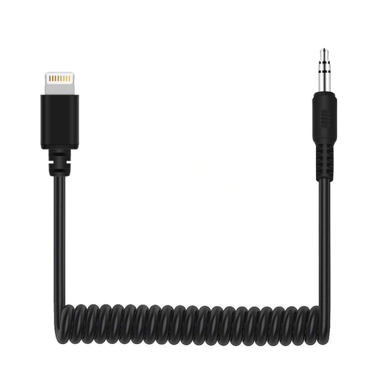 PULUZ 3.5mm TRRS Male to 8 Pin Male Live Microphone Audio Adapter Spring Coiled Cable for iPhone, Cable Stretching to 100cm, 3.5mm Male to 8 Pin