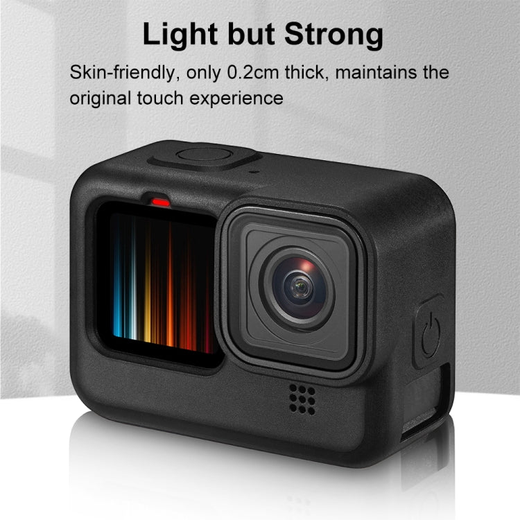 PULUZ for GoPro HERO12 Black /11 Black /10 Black /9 Black Silicone Protective Case Cover with Wrist Strap & Lens Cover