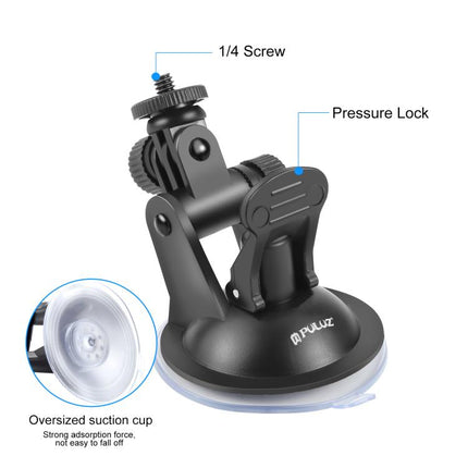 PULUZ Car Suction Cup Mount with Screw & Tripod Mount Adapter & Storage Bag for GoPro, Insta360, DJI and Other Action Cameras