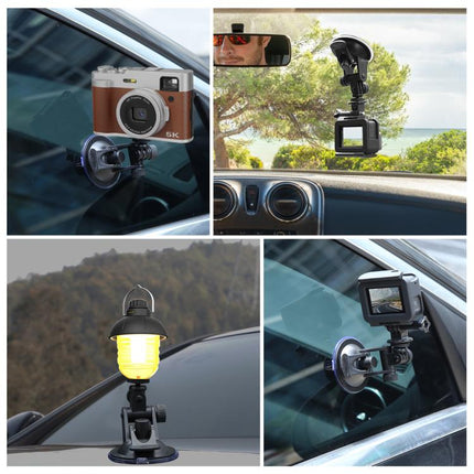 PULUZ Car Suction Cup Mount with Screw & Tripod Mount Adapter & Storage Bag for GoPro, Insta360, DJI and Other Action Cameras