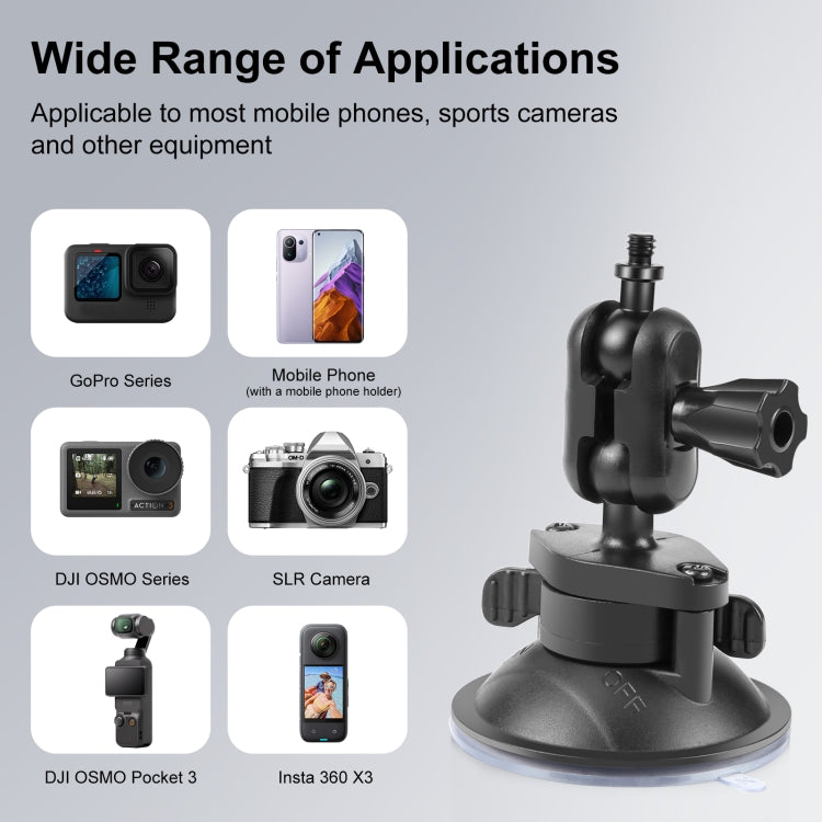 PULUZ 1/4 inch Magic Arm Suction Cup Mount