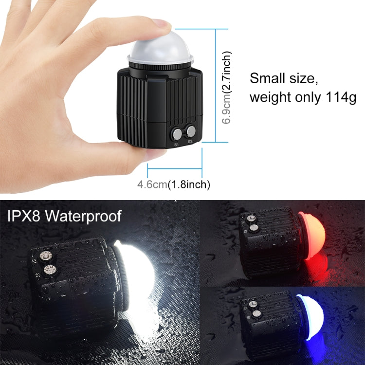 PULUZ 60m Underwater LED Photography Fill Light 7.4V/1100mAh Diving Light for GoPro, Insta360, DJI and Other Action Cameras