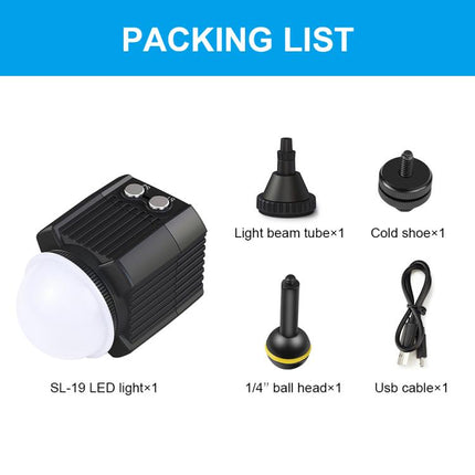 PULUZ 60m Underwater LED Photography Fill Light 7.4V/1100mAh Diving Light for GoPro, Insta360, DJI and Other Action Cameras, 7.4V/1100mAh