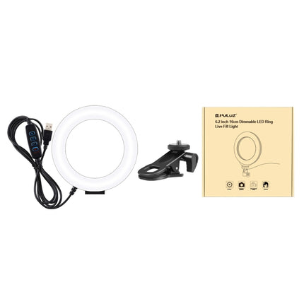 PULUZ 6.2 inch 16cm Ring Selfie Light 3 Modes USB Dimmable Dual Color Temperature LED Curved Vlogging Photography Video Lights with Monitor Clip Holder
