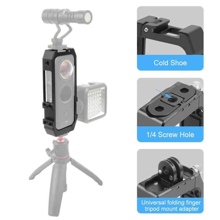 PULUZ Protective Cage Rig Housing Frame with Cold Shoe Mounts & Magnetic Folding Tripod Adapter for Insta360 ONE X2