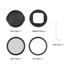 PULUZ 52mm CPL + UV Lens Filter with Adapter Ring for GoPro HERO12 Black /11 Black /11 Black Mini /10 Black /9 Black, CPL + UV Filter