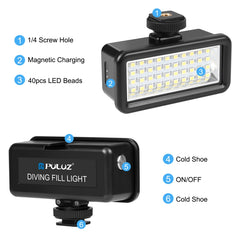 PULUZ 40 LEDs 40m Diving Waterproof Fill Light Camera Video Photo Studio Light, 40 LEDs